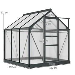 Outsunny Polycarbonate Greenhouse Large Walk-In Green House Garden Plants Grow Galvanized Base Aluminium, 6 X 6ft -HOMCO Garden Shop outsunny polycarbonate greenhouse large walk in green house garden plants grow galvanized base aluminium 6 x 6ft5056602927813 03c MP