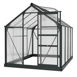Outsunny Polycarbonate Greenhouse Large Walk-In Green House Garden Plants Grow Galvanized Base Aluminium, 6 X 8ft -HOMCO Garden Shop outsunny polycarbonate greenhouse large walk in green house garden plants grow galvanized base aluminium 6 x 8ft5056602927738 02c MP