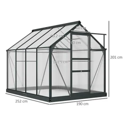 Outsunny Polycarbonate Greenhouse Large Walk-In Green House Garden Plants Grow Galvanized Base Aluminium, 6 X 8ft -HOMCO Garden Shop outsunny polycarbonate greenhouse large walk in green house garden plants grow galvanized base aluminium 6 x 8ft5056602927738 03c MP