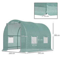 Outsunny Polytunnel Greenhouse Outdoor Grow House Roll Up Door Windows 2.5x2x2m -HOMCO Garden Shop outsunny polytunnel greenhouse outdoor grow house roll up door windows 2 5x2x2m5055974862128 03c MP