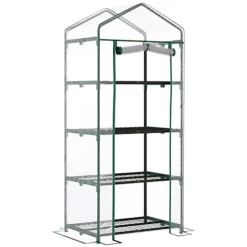 Outsunny Portable 4-Tier Mini Greenhouse Plant Grow House Shed W/ Clear Cover -HOMCO Garden Shop outsunny portable 4 tier mini greenhouse plant grow house shed w clear cover5056534504465 02c MP