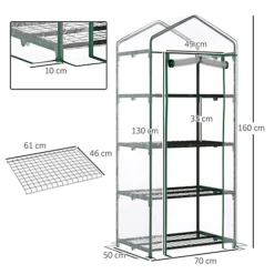 Outsunny Portable 4-Tier Mini Greenhouse Plant Grow House Shed W/ Clear Cover -HOMCO Garden Shop outsunny portable 4 tier mini greenhouse plant grow house shed w clear cover5056534504465 03c MP