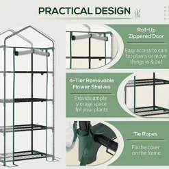 Outsunny Portable 4-Tier Mini Greenhouse Plant Grow House Shed W/ Clear Cover -HOMCO Garden Shop outsunny portable 4 tier mini greenhouse plant grow house shed w clear cover5056534504465 06c MP