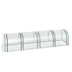 Outsunny PVC Tunnel Greenhouse Green Grow House Steel Frame For Garden Backyard With Zipper Doors 395x100x80 Cm Clear -HOMCO Garden Shop outsunny pvc tunnel greenhouse green grow house steel frame for garden backyard with zipper doors 395x100x80 cm clear5056602936129 02c MP