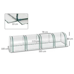 Outsunny PVC Tunnel Greenhouse Green Grow House Steel Frame For Garden Backyard With Zipper Doors 395x100x80 Cm Clear -HOMCO Garden Shop outsunny pvc tunnel greenhouse green grow house steel frame for garden backyard with zipper doors 395x100x80 cm clear5056602936129 03c MP
