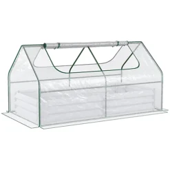 Outsunny Raised Garden Bed Planter Box With Greenhouse, Large Window, Clear -HOMCO Garden Shop outsunny raised garden bed planter box with greenhouse large window clear5056602925291 02c MP