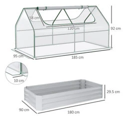 Outsunny Raised Garden Bed Planter Box With Greenhouse, Large Window, Clear -HOMCO Garden Shop outsunny raised garden bed planter box with greenhouse large window clear5056602925291 03c MP
