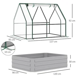 Outsunny Raised Garden Bed Planter Box With Greenhouse, Large Window -HOMCO Garden Shop outsunny raised garden bed planter box with greenhouse large window5056534549954 03c MP