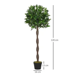 Outsunny Set Of 2 120cm Artificial Bay Laurel Topiary Trees W/ Pot Fake -HOMCO Garden Shop outsunny set of 2 120cm artificial bay laurel topiary trees w pot fake5056399120930 03c MP