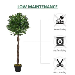 Outsunny Set Of 2 120cm Artificial Bay Laurel Topiary Trees W/ Pot Fake -HOMCO Garden Shop outsunny set of 2 120cm artificial bay laurel topiary trees w pot fake5056399120930 06c MP