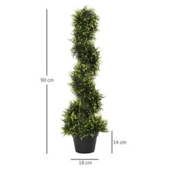 Outsunny Set Of 2 90cm/3FT Artificial Spiral Topiary Trees W/ Pot Fake Plant -HOMCO Garden Shop outsunny set of 2 90cm 3ft artificial spiral topiary trees w pot fake plant5056399120879 03c MP