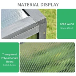 Outsunny Square Wooden Outdoor Greenhouse For Plants PC Board 100 X 65 X 40cm Grey -HOMCO Garden Shop outsunny square wooden outdoor greenhouse for plants pc board 100 x 65 x 40cm grey5056534509514 06c MP