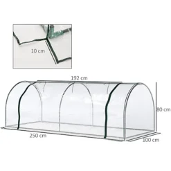 Outsunny Tunnel Greenhouse Grow House Steel Frame PVC Transparent 250x100x80 Cm -HOMCO Garden Shop outsunny tunnel greenhouse grow house steel frame pvc transparent 250x100x80 cm5056029877364 03c MP