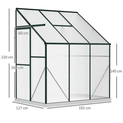 Outsunny Walk-In Garden Greenhouse Aluminum Frame Polycarbonate 6 X 4ft -HOMCO Garden Shop outsunny walk in garden greenhouse aluminum frame polycarbonate 6 x 4ft5056534545727 03c MP