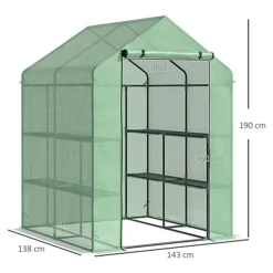 Outsunny Walk In Garden Greenhouse Outdoor Grow House Shelves, 143x143x195cm 8 Outsunny Walk In Garden Greenhouse Outdoor Grow House Shelves, 143x143x195cm -HOMCO Garden Shop outsunny walk in garden greenhouse outdoor grow house shelves 143x143x195cm5060348503620 03c MP
