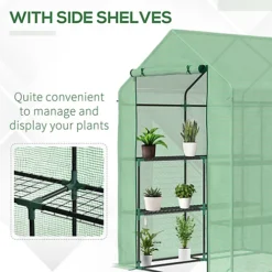 Outsunny Walk In Garden Greenhouse Outdoor Grow House Shelves, 143x143x195cm 9 Outsunny Walk In Garden Greenhouse Outdoor Grow House Shelves, 143x143x195cm -HOMCO Garden Shop outsunny walk in garden greenhouse outdoor grow house shelves 143x143x195cm5060348503620 06c MP