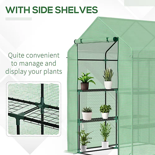 Outsunny Walk In Garden Greenhouse Outdoor Grow House Shelves, 143x143x195cm 6 Outsunny Walk In Garden Greenhouse Outdoor Grow House Shelves, 143x143x195cm - Image 4