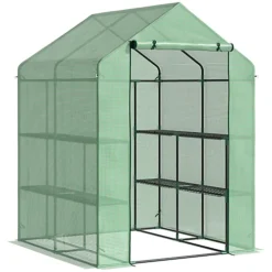 Outsunny Walk In Garden Greenhouse Outdoor Grow House W/ Shelves, 143x138x190cm -HOMCO Garden Shop outsunny walk in garden greenhouse outdoor grow house w shelves 143x138x190cm5056534540623 02c MP