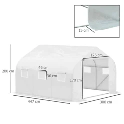 Outsunny Walk In Greenhouse Cover Replacement PE Cover 4.5x3x2m White -HOMCO Garden Shop outsunny walk in greenhouse cover replacement pe cover 4 5x3x2m white5056534545383 03c MP