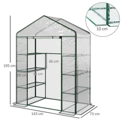 Outsunny Walk In Greenhouse Garden Clear PVC Frame Shelves Reinforced Plant Grow Deep Green Frame -HOMCO Garden Shop outsunny walk in greenhouse garden clear pvc frame shelves reinforced plant grow deep green frame5055974823426 03c MP