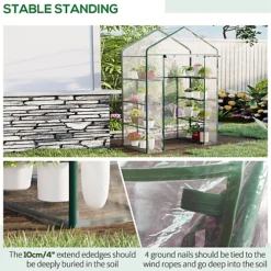 Outsunny Walk In Greenhouse Garden Clear PVC Frame Shelves Reinforced Plant Grow Deep Green Frame -HOMCO Garden Shop outsunny walk in greenhouse garden clear pvc frame shelves reinforced plant grow deep green frame5055974823426 06c MP