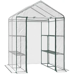 Outsunny Walk In Greenhouse Garden Clear PVC Frame Shelves Reinforced Plant Grow -HOMCO Garden Shop outsunny walk in greenhouse garden clear pvc frame shelves reinforced plant grow5055974823952 02c MP