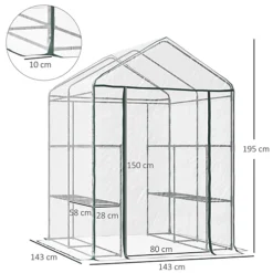 Outsunny Walk In Greenhouse Garden Clear PVC Frame Shelves Reinforced Plant Grow -HOMCO Garden Shop outsunny walk in greenhouse garden clear pvc frame shelves reinforced plant grow5055974823952 03c MP
