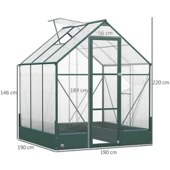 Outsunny Walk-in Greenhouse Garden Polycarbonate Aluminium W/ Smart Window 6x6ft -HOMCO Garden Shop outsunny walk in greenhouse garden polycarbonate aluminium w smart window 6x6ft5056399118647 03c MP