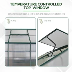 Outsunny Walk-in Greenhouse Garden Polycarbonate Aluminium W/ Smart Window 6x6ft -HOMCO Garden Shop outsunny walk in greenhouse garden polycarbonate aluminium w smart window 6x6ft5056399118647 06c MP