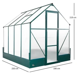Outsunny Walk-in Greenhouse Garden Polycarbonate Aluminium W/ Smart Window 6x8ft -HOMCO Garden Shop outsunny walk in greenhouse garden polycarbonate aluminium w smart window 6x8ft5056399118654 03c MP