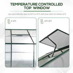 Outsunny Walk-in Greenhouse Garden Polycarbonate Aluminium W/ Smart Window 6x8ft -HOMCO Garden Shop outsunny walk in greenhouse garden polycarbonate aluminium w smart window 6x8ft5056399118654 06c MP