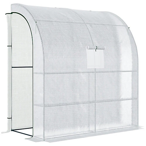 Outsunny Walk-In Lean To Wall Greenhouse W/Window&Door 200Lx 100W X 215Hcm White 4 Outsunny Walk-In Lean To Wall Greenhouse W/Window&Door 200Lx 100W X 215Hcm White - Image 2