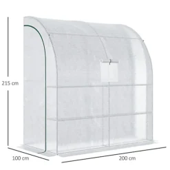 Outsunny Walk-In Lean To Wall Greenhouse W/Window&Door 200Lx 100W X 215Hcm White 8 Outsunny Walk-In Lean To Wall Greenhouse W/Window&Door 200Lx 100W X 215Hcm White -HOMCO Garden Shop outsunny walk in lean to wall greenhouse w window door 200lx 100w x 215hcm white5056534549220 03c MP