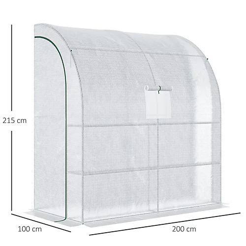 Outsunny Walk-In Lean To Wall Greenhouse W/Window&Door 200Lx 100W X 215Hcm White 5 Outsunny Walk-In Lean To Wall Greenhouse W/Window&Door 200Lx 100W X 215Hcm White - Image 3