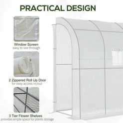 Outsunny Walk-In Lean To Wall Greenhouse W/Window&Door 200Lx 100W X 215Hcm White 9 Outsunny Walk-In Lean To Wall Greenhouse W/Window&Door 200Lx 100W X 215Hcm White -HOMCO Garden Shop outsunny walk in lean to wall greenhouse w window door 200lx 100w x 215hcm white5056534549220 06c MP