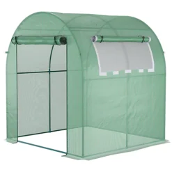 Outsunny Walk In Polytunnel Greenhouse With Roll-up Window And Door, Green -HOMCO Garden Shop outsunny walk in polytunnel greenhouse with roll up window and door green5056602924690 02c MP
