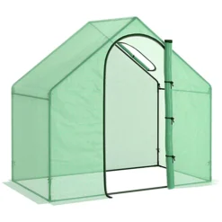 Outsunny Walk-In Portable Greenhouse Mini Grown House Steel Frame Window Green -HOMCO Garden Shop outsunny walk in portable greenhouse mini grown house steel frame window green5056399120992 02c MP
