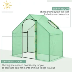 Outsunny Walk-In Portable Greenhouse Mini Grown House Steel Frame Window Green -HOMCO Garden Shop outsunny walk in portable greenhouse mini grown house steel frame window green5056399120992 03c MP