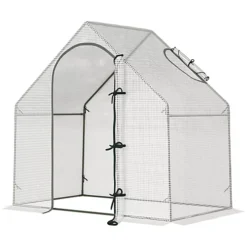 Outsunny Walk-In Portable Greenhouse Mini Grown House Steel Frame Window White -HOMCO Garden Shop outsunny walk in portable greenhouse mini grown house steel frame window white5056534536480 02c MP