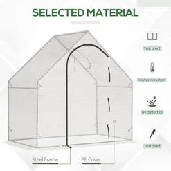 Outsunny Walk-In Portable Greenhouse Mini Grown House Steel Frame Window White -HOMCO Garden Shop outsunny walk in portable greenhouse mini grown house steel frame window white5056534536480 03c MP