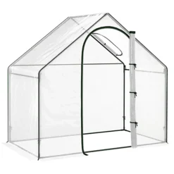 Outsunny Walk In PVC Greenhouse Garden Outdoor Flower Planter Steel Frame W/ Zipped Door & Window 180 X 100 X 168CM White -HOMCO Garden Shop outsunny walk in pvc greenhouse garden outdoor flower planter steel frame w zipped door window 180 x 100 x 168cm white5056602950095 02c MP