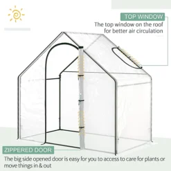 Outsunny Walk In PVC Greenhouse Garden Outdoor Flower Planter Steel Frame W/ Zipped Door & Window 180 X 100 X 168CM White -HOMCO Garden Shop outsunny walk in pvc greenhouse garden outdoor flower planter steel frame w zipped door window 180 x 100 x 168cm white5056602950095 03c MP