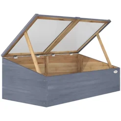 Outsunny Wood Cold Frame Greenhouse Garden Polycarbonate Grow House, Light Grey -HOMCO Garden Shop outsunny wood cold frame greenhouse garden polycarbonate grow house light grey5056534544836 02c MP
