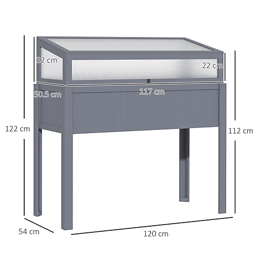 Outsunny Wood Cold Frame Mini Greenhouse With Elevated Garden Box Grey 5 Outsunny Wood Cold Frame Mini Greenhouse With Elevated Garden Box Grey - Image 3