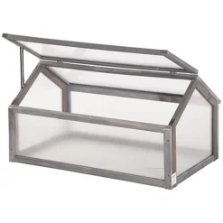 Outsunny Wooden Cold Frame Greenhouse Garden Polycarbonate Grow House, Grey -HOMCO Garden Shop outsunny wooden cold frame greenhouse garden polycarbonate grow house grey5056534543549 02c MP