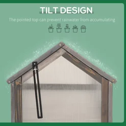 Outsunny Wooden Cold Frame Greenhouse Garden Polycarbonate Grow House, Grey -HOMCO Garden Shop outsunny wooden cold frame greenhouse garden polycarbonate grow house grey5056534543549 06c MP