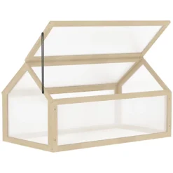 Outsunny Wooden Cold Frame Greenhouse Garden Polycarbonate Grow House, Natural -HOMCO Garden Shop outsunny wooden cold frame greenhouse garden polycarbonate grow house natural5056534543501 02c MP
