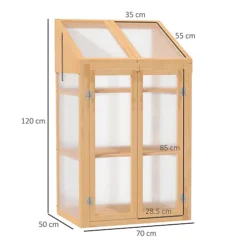 Outsunny Wooden Greenhouse Cold Frame Grow House With Double Door Brown -HOMCO Garden Shop outsunny wooden greenhouse cold frame grow house with double door brown5056534567408 03c MP