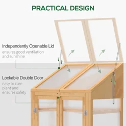 Outsunny Wooden Greenhouse Cold Frame Grow House With Double Door Brown -HOMCO Garden Shop outsunny wooden greenhouse cold frame grow house with double door brown5056534567408 06c MP
