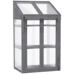 Outsunny Wooden Greenhouse Cold Frame Grow House With Double Door Grey -HOMCO Garden Shop outsunny wooden greenhouse cold frame grow house with double door grey5056534567354 02c MP